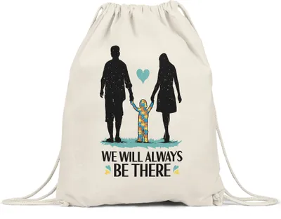 Produktbild von We Will Always Be There Turnbeutel Gymsack Vater Mutter Kind Motiv Süßes Geschenk