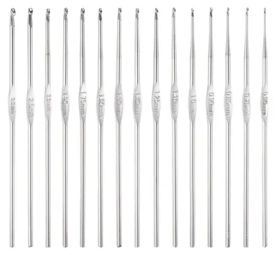 Häkelnadel-Set 60-tlg., Edelstahl, 0,6–3 mm