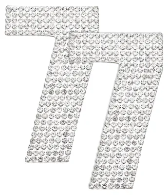 2 Strass-Zahlen-Sticker, selbstklebend, 3,3x6 cm, Weiß