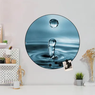 Produktbild von Design Stahlmagnettafel Schwarz Rund 47cm Wassertropfen