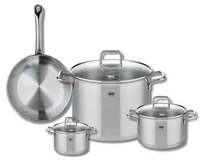 Image de Ensemble de 1 Poêle de cuisson 24 cm et 3 faitouts 12, 16 et 26 cm Elo Profi Citrin