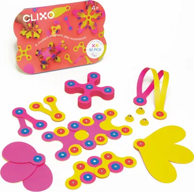 Image de CLIXO Crew rose & jaune kit magnétique 24 pièces