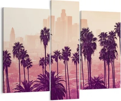 Produktbild von Bild auf Leinwand - Leinwandbild - 3 Teile - Elche Angeles Palmen - 95x80cm - Wand Bild - Wanddeko - Wandbilder - Leinwanddruck - Bilder - Wanddekoration - Leinwand bilder - Wandbild - CB95x80-4285