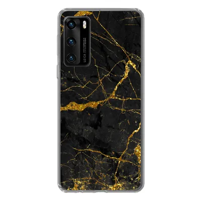 Produktbild von MuchoWow® Handyhülle Schutzhülle Hülle für Huawei P40 Marmor - Gold - Schwarz - Marmoroptik - Luxus - Glitzer Silikon Softcase Handy Hülle - Handytasche