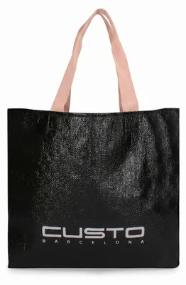 Zdjęcie produktu dla Torebka shopper damska Velvetia Chic, skóra naturalna, czarna, z różowymi akcentami na rączkach