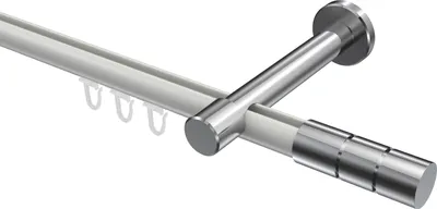 Produktbild von Interdeco Innenlaufstange / Gardinenstange mit Innenlauf Weiß / Chrom, Typ Prestige Elanto (Rillenzylinder), 20 mm Ø 1-läufig, 440 cm