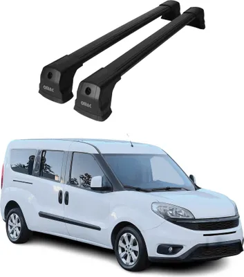 Image de Barres de toit transversales pour Fiat Doblo 2010-2021 Aluminium Noir 2x