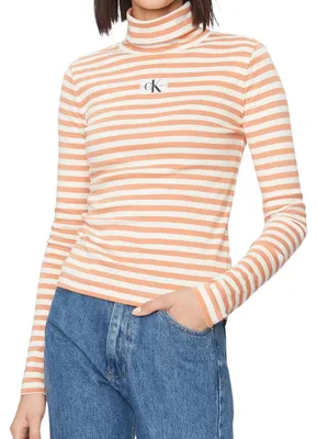 Produktbild von Calvin Klein - Pullover Top für Damen, Rollkragen NA535 (XS) (Beige/Orange)