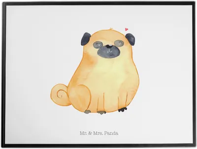 Produktbild von Mr. & Mrs. Panda Schreibtischauflage Mops - Weiß - Geschenk, schreibtischunterlage, Hund, schreibauflage, Unterlage Schreibtisch, Schreibunterlage, Hundeliebe, Sprüche