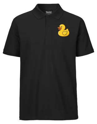 Produktbild von Huuraa Herren Polo Shirt Quietscheente Gummiente Badeente M Black Baumwolle Fairtrade Poloshirt Geschenkidee