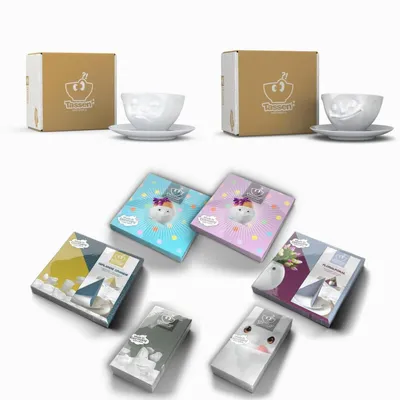 Produktbild von Fiftyeight Tassen-Set 2-tlg. 200 ml + Servietten Nr 014 weiß Kaffeetassen