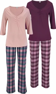 Produktbild von Vivance Dreams Pyjama 4 -teilig rosa-kariert, bordeaux-kariert Größe 40/42