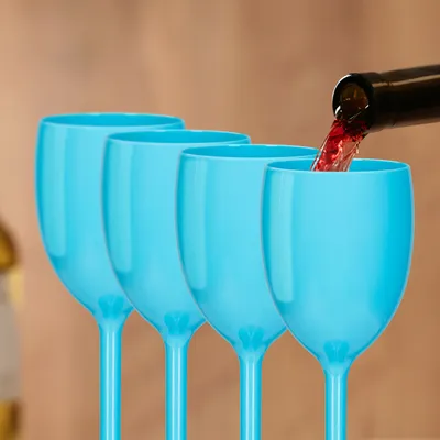 Produktbild von Relaxdays Weingläser Kunststoff, 12er Set, bruchfest & BPA-frei, 250 ml, Camping Gläser Mehrweg, Weißweingläser, türkis