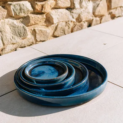 Produktbild von Provencelia Keramik Untersetzer & Schale, Durchmesser: 20 cm Farbe: azurblau handgefertigte Keramikschale, Dekoschale, Servierschale & Keramikuntersetzer – mediterrane Schüssel, Steingut- und Tonschale, hitzebeständiger Becher- & Glasuntersetzer