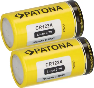 Produktbild von 2x PATONA Li-Ion 3,7V Akku CR123A 16340 Zelle 700mAh 2,59Wh