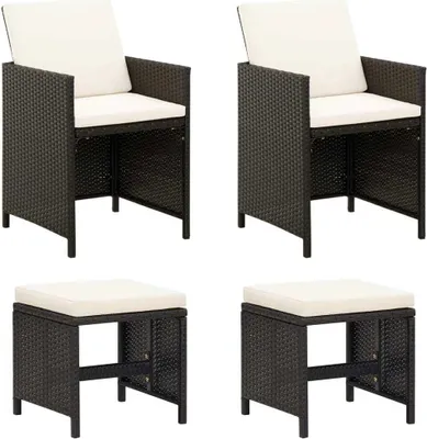 Produktbild von Maison Exclusive - 4-tlg. Gartenstuhl und Hocker Set Poly Rattan Schwarz