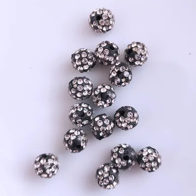 Zdjęcie produktu dla Koraliki Shamballa, brokat, 8 mm, 15 sztuk, Antrahzit