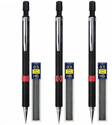 Immagine prodotto di Set di matite a grafite, 3 pezzi, con punta da 0,5 mm e 36 mine HB, ideali per disegnare e scrivere