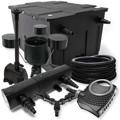 Teichfilterset für 60.000 l, UVC 18 W, Pumpe 80 W, Schlauch 25 m