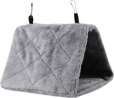 Immagine prodotto di Amaca per uccelli in peluche, morbida e calda, ideale per il riposo invernale, adatta per gabbie e pappagalli, colore grigio