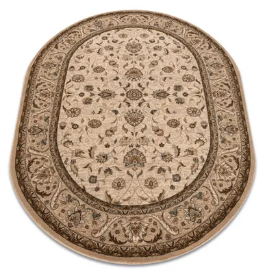 Image de Tapis en laine OMEGA ovale ARIES fleurs perle beige 170x235 cm