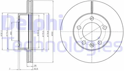Produktbild von 2x DELPHI Bremsscheibe BG4328 für OPEL Movano B Kastenwagen (X62) 69 8mm 302mm