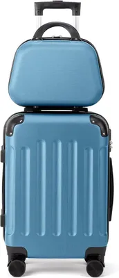 Image de ALIGHTUP, ensemble de valises 2 pièces, trolley en ABS à coque rigide - 32 cm et 55 cm - Bleu