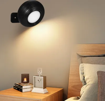 Produktbild von 7MAGIC LED Wandleuchte Innen, Wandlampe mit Akku 1 Stück, Touch Control 3 Helligkeitsstufen, 360° drehbare, für Wohnzimmer Schlafzimmer TreppenhausFlur kabellose wandleuchten, Schwarz
