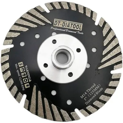 Produktbild von Diamant Trennscheibe 125 mm M14 Turbo mit Schutzzähnen zum Schneiden und Schleifen von Beton, Granit, Marmor, Fliesen