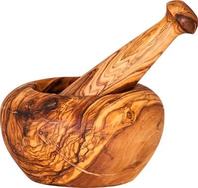 Produktbild von Mörser H6cm Olivenholz Holzmörser Stößel Holz Gewürzmühle Küche Natur Unikat