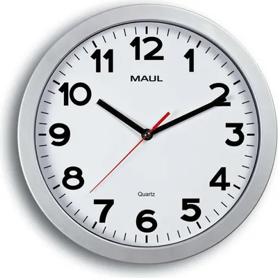 Produktbild von MAUL Wanduhr MAULstep Ø 30 x 5 cm Kunststoff 1 x AA (1.5 V) silber
