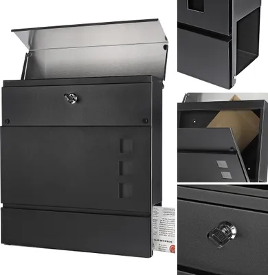 Produktbild von Melko Briefkasten mit Zeitungsrolle Mailbox Postkasten - Schwarz / Silber