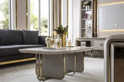 Produktbild von Couchtisch Weiß Metall Luxus Design Couch Tisch Möbel Wohnzimmer Elegantes Neu