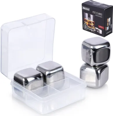 Produktbild von Dauer-Eiswürfel Eiswürfel aus Edelstahl wiederverwendbar 4 Stk.