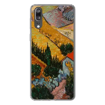 Produktbild von MuchoWow® Handyhülle Schutzhülle Hülle für Huawei P20 Landschaft mit einem Haus und einem Ackerbauern - Vincent van Gogh Silikon Softcase Handy Hülle - Hardcover