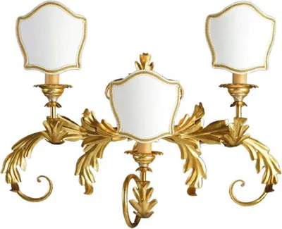 Produktbild von Casa Padrino Luxus Barock Wandleuchte Gold / Weiß 55 x 17 x H. 42 cm - Handgefertigte Metall Wandlampe mit Lampenschirmen - Barock Wandleuchten