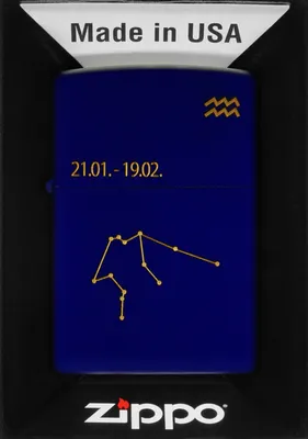 Zdjęcie produktu dla Zapalniczka Zippo Navy Blue Matte Aquarius 60006942 Wodnik metalowa wiatroodporna w pude?ku