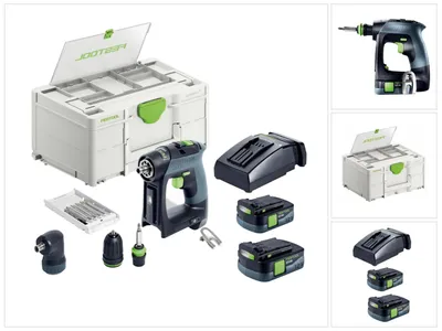 Productafbeelding van Festool CXS 12 2.5 set accuschroefboormachine 12 V 30 Nm borstelloos ( 576865 ) + 2x accu 2.5 Ah + lader + bitset + systainer