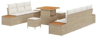 Produktbild von vidaXL Gartensofa-set mit Kissen 10 pcs Beige und Creme