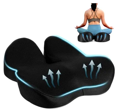 Produktbild von Orthopädisches Sitzkissen für Bürostühle - Ergonomisches Kissen mit Memory-Schaum zur Linderung von Steißbeinschmerzen für Büro, Auto, Sofa und Rollstuhl in Schwarz