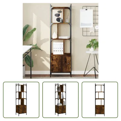 Produktbild von The Living Store Bücherregal mit Tür Räuchereiche 44,5x30x154,5 cm Holzwerkstoff