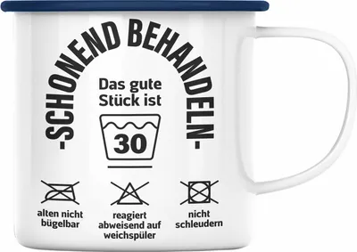 Produktbild von Trendation - 30. Geburtstag Emaille Tasse Mann Frau Geschenk Mutter Vater Lustiger Spruch 30er Geburtstagsgeschenk (Blau)