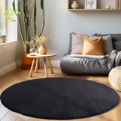 Produktbild von Homebyhome Waschbarer Kurzflor Teppich - Rutschfest, Einfarbig & Weich im modernen Stil, Grösse: 120 cm Rund