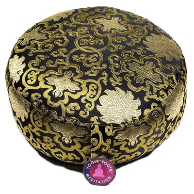 Produktbild von Meditationskissen Lotus Design schwarz/gold -- 33x17 cm