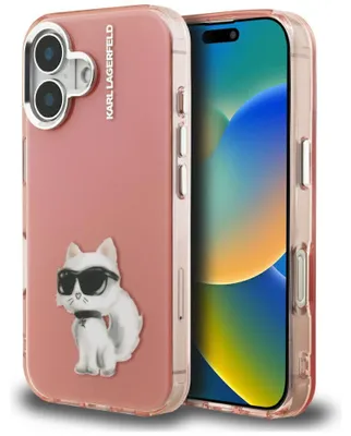 Productafbeelding van Telefoontas Karl Lagerfeld Iml Aquarel, model Choupette & Logo, voor iPhone 16, roze