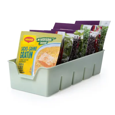 Produktbild von Gewürz Organizer für Schrank, Stapelbarer Gewürze Aufbewahrung, Gewürzbehälter aus Plastik, Gewürzorganiser Küche, grün