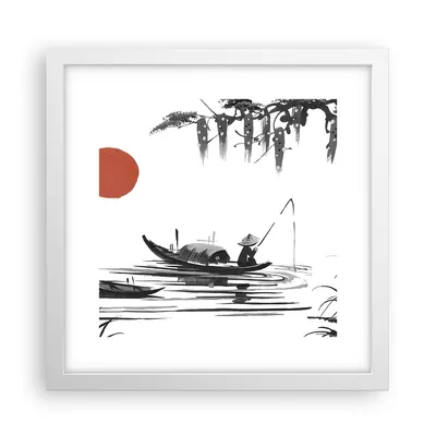 Produktbild von Gerahmtes Poster - Weißer Rahmen - China Angler Zeichnen - 30x30 cm - Wand Bild - Wanddeko - Wandbilder - Kunstposter - Wandposter - Bilderrahmen - Bilder - Kunstdruck - Wandbild - P2WAC30x30-4340