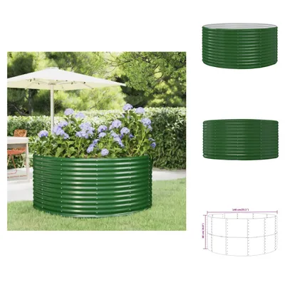 Zdjęcie produktu dla vidaXL Podwyższony kwietnik zielony 140x140x68 cm Stal malowana proszkowo - Donice i doniczki