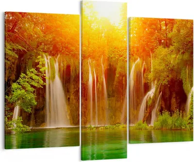 Produktbild von Bild auf Leinwand - Leinwandbild - Kroatien nationalpark wasserfall - 95x80cm - Wand Bild - Wanddeko - Leinwanddruck - Bilder - Kunstdruck - Wanddekoration - Leinwand bilder - Wandkunst - CB95x80-2228