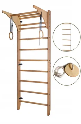 Obrázek produktu pro Miuu | Žebřiny (Gymnastický žebřík) - 220x80 CM - Dřevo- Robustní bukové dřevo - Ideální pro děti i dospělé